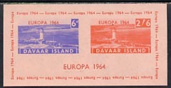 Davaar Island 1964 Europa imperf m/sheet (Lighthouses) on pink paper unmounted mint, stamps on , stamps on  stamps on europa, stamps on  stamps on lighthouses