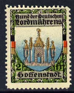 Cinderella - Perf label inscribed and showing Arms of Hohenstadt, stamps on arms, stamps on heraldry