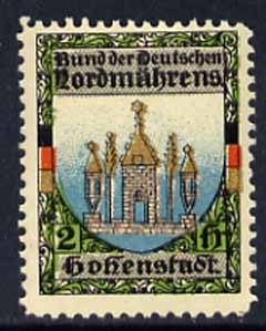 Cinderella - Perf label inscribed and showing Arms of Hohenstadt, stamps on , stamps on  stamps on arms, stamps on  stamps on heraldry