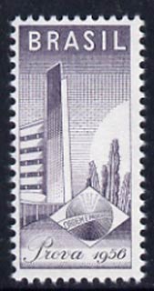 Cinderella - Brazil 1956 perf label inscribed Prova 1956, Ordem E Progresso, unmounted mint, stamps on cactus, stamps on cacti