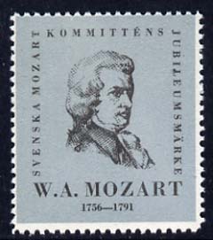 Cinderella - Perf label Mozart Jubilee Committee with portrait of Mozart unmounted mint, stamps on music, stamps on personalities, stamps on composers, stamps on mozart, stamps on masonics, stamps on personalities, stamps on mozart, stamps on music, stamps on composers, stamps on masonics, stamps on masonry