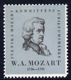 Cinderella - Perf label Mozart Jubilee Committee with portrait of Mozart unmounted mint, stamps on music, stamps on personalities, stamps on composers, stamps on mozart, stamps on masonics, stamps on personalities, stamps on mozart, stamps on music, stamps on composers, stamps on masonics, stamps on masonry