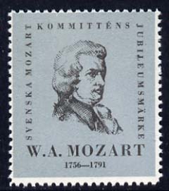 Cinderella - Perf label Mozart Jubilee Committee with portrait of Mozart unmounted mint, stamps on , stamps on  stamps on music, stamps on  stamps on personalities, stamps on  stamps on composers, stamps on  stamps on mozart, stamps on  stamps on masonics, stamps on  stamps on personalities, stamps on  stamps on mozart, stamps on  stamps on music, stamps on  stamps on composers, stamps on  stamps on masonics, stamps on  stamps on masonry