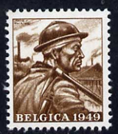 Cinderella - Belgium 1949 perf label inscribed Belgica 1949 showing a worker unmounted mint, stamps on exhibitions