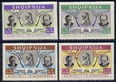 Albania 1952 Churchill & Roosevelt set of 4 values (alternative colours to 1949 set with 1952 opt) unmounted mint, stamps on , stamps on  stamps on churchill, stamps on  stamps on personalities, stamps on  stamps on americana, stamps on  stamps on teddy bears, stamps on  stamps on usa presidents, stamps on  stamps on 