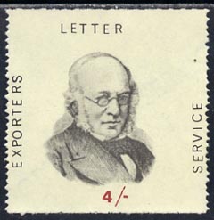 Cinderella - Great Britain 1971 4s label inscribed 'Exporters Letter service' and showing portrait of Rowland Hill, unmounted mint, stamps on , stamps on  stamps on strike, stamps on  stamps on rowland hill, stamps on  stamps on postal