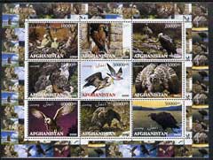 Afghanistan 2000 Birds of Prey #2 perf sheetlet containing set of 9 values unmounted mint, stamps on birds, stamps on birds of prey