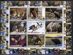 Afghanistan 2000 Birds of Prey #2 perf sheetlet containing set of 9 values unmounted mint