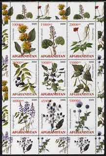 Afghanistan 2000 Medicinal Plants perf sheetlet containing set of 9 values unmounted mint, stamps on , stamps on  stamps on flowers, stamps on  stamps on medical, stamps on  stamps on medicinal plants