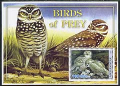 Afghanistan 2001 Birds of Prey #1 (Owl) perf souvenir sheet unmounted mint, stamps on , stamps on  stamps on birds, stamps on  stamps on birds of prey, stamps on  stamps on owls