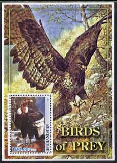 Afghanistan 2001 Birds of Prey #2 (Vulture) perf souvenir sheet unmounted mint, stamps on birds, stamps on birds of prey, stamps on vultures
