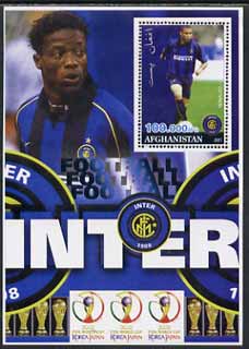 Afghanistan 2001 Football #1 (Inter Milan - Ronaldo) perf souvenir sheet unmounted mint, stamps on football, stamps on sport