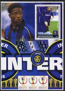 Afghanistan 2001 Football #1 (Inter Milan - Ronaldo) perf souvenir sheet unmounted mint, stamps on , stamps on  stamps on football, stamps on  stamps on sport