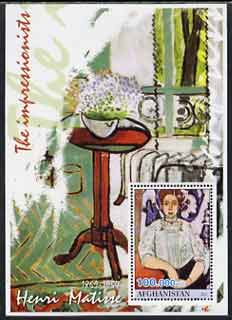 Afghanistan 2001 The Impressionists - Henri Matisse #2 perf souvenir sheet unmounted mint, stamps on , stamps on  stamps on arts, stamps on  stamps on matisse