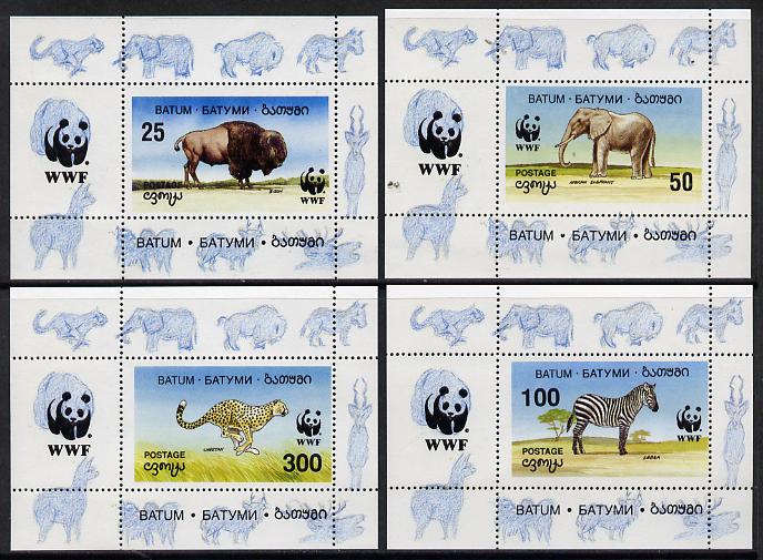 Batum 1994 WWF Wild Animals set of 4 perf sheetlets unmounted mint, stamps on animals  wwf, stamps on  wwf , stamps on 