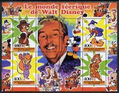Comoro Islands 2004 The Fairy tale World of Walt Disney #1 perf sheetlet containing 4 values unmounted mint, stamps on films, stamps on cinema, stamps on entertainments, stamps on disney, stamps on fairy tales, stamps on cartoons