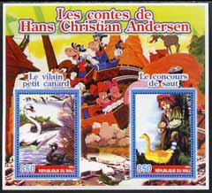 Mali 2005 The Tales of Hans Christian Andersen #2 (Disney Characters in background) perf sheetlet containing 2 values unmounted mint, stamps on films, stamps on cinema, stamps on entertainments, stamps on fairy tales, stamps on disney