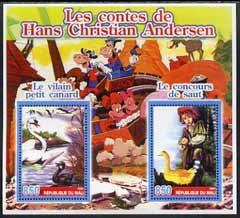 Mali 2005 The Tales of Hans Christian Andersen #2 (Disney Characters in background) perf sheetlet containing 2 values unmounted mint, stamps on , stamps on  stamps on films, stamps on  stamps on cinema, stamps on  stamps on entertainments, stamps on  stamps on fairy tales, stamps on  stamps on disney