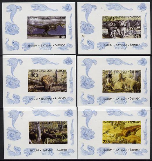 Batum 1995 Prehistoric Animals set of 6 imperf sheetlets unmounted mint, stamps on , stamps on  stamps on animals  dinosaurs