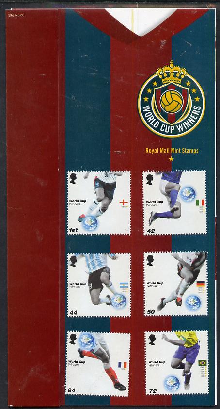 Great Britain 2006 Football World Cup Winners perf set of 6 in official presentation pack unmounted mint SG 2628-33, stamps on football, stamps on sport