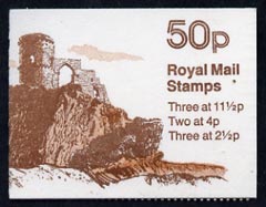 Great Britain 1981-82 Follies #2 (Mow Cop Castle) 50p booklet complete, SG FB18, stamps on , stamps on  stamps on buildings, stamps on  stamps on castles