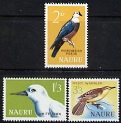 Nauru 1963-65 Birds - the 3 values from def set (2d, 1s3d & 3s3d) unmounted mint SG 57, 62 & 64), stamps on birds, stamps on pigeons, stamps on terns