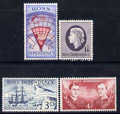 Ross Dependency 1957 £sd set of 4 unmounted mint SG 1-4, stamps on ships, stamps on polar, stamps on maps, stamps on explorers