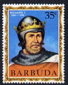 Barbuda 1970-71 English Monarchs SG 47 Richard I unmounted mint*, stamps on , stamps on  stamps on royalty