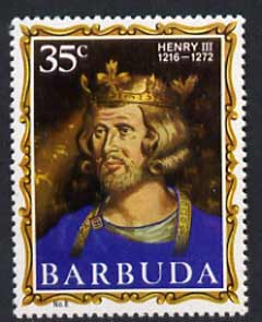 Barbuda 1970-71 English Monarchs SG 49 Henry III unmounted mint*, stamps on , stamps on  stamps on royalty