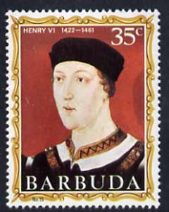 Barbuda 1970-71 English Monarchs SG 56 Henry VI unmounted mint*, stamps on royalty