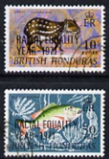 British Honduras 1971 Racial Equality Year opt set of 2 fine cds used SG 313-14, stamps on , stamps on  stamps on racism, stamps on  stamps on fish, stamps on  stamps on animals