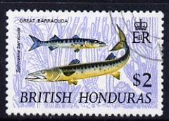 British Honduras 1968 Great Barracuda $2 fine cds used SG 266, stamps on fish