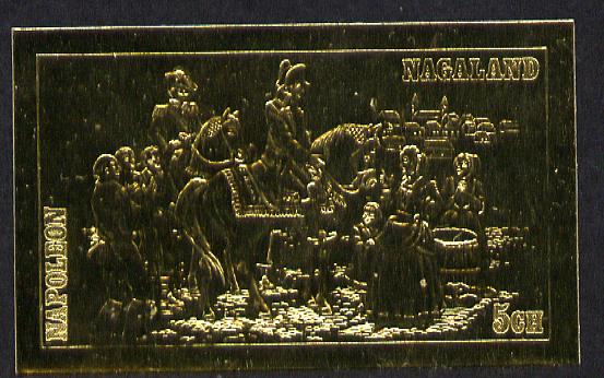 Nagaland 19?? Napoleon on Horseback 5ch value embossed in gold (imperf) unmounted mint, stamps on animals, stamps on history, stamps on horses, stamps on personalities, stamps on napoleon  , stamps on dictators.