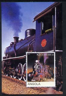 Angola 2000 Steam Locos #02 perf m/sheet unmounted mint, stamps on railways