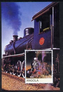 Angola 2000 Steam Locos #02 perf m/sheet unmounted mint, stamps on , stamps on  stamps on railways