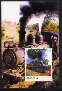 Angola 2000 Steam Locos #03 perf m/sheet unmounted mint, stamps on , stamps on  stamps on railways