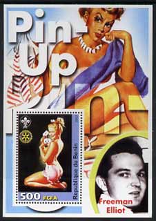 Benin 2003 Pin-Up Art of Freeman Elliot perf m/sheet unmounted mint, stamps on women, stamps on fashion, stamps on arts, stamps on fantasy