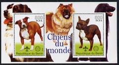 Benin 2002 World of Dogs perf m/sheet containing 2 values each with Scout Logo, unmounted mint, stamps on , stamps on  stamps on dogs, stamps on  stamps on scouts