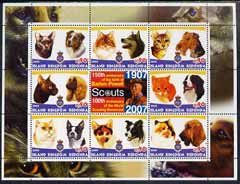 Antigua - Redonda 2005 Scout Anniversaries - Cats & Dogs #01 perf sheetlet containing set of 8 values plus label unmounted mint, stamps on , stamps on  stamps on scouts, stamps on  stamps on cats, stamps on  stamps on dogs