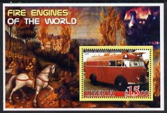 Liberia 2005 Fire Engines of the World #02 perf s/sheet unmounted mint, stamps on fire, stamps on horses