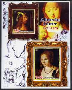 Mali 2005 Albrecht Durer perf sheetlet containing 2 values unmounted mint, stamps on arts, stamps on durer