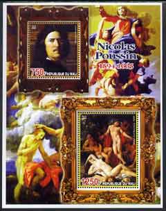 Mali 2005 Nicolas Poussin perf sheetlet containing 2 values unmounted mint, stamps on arts