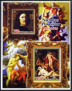 Mali 2005 Nicolas Poussin perf sheetlet containing 2 values unmounted mint, stamps on , stamps on  stamps on arts