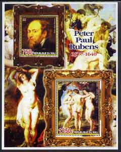 Mali 2005 Peter Paul Rubens perf sheetlet containing 2 values unmounted mint, stamps on , stamps on  stamps on arts, stamps on  stamps on rubens, stamps on  stamps on nudes