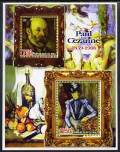 Mali 2005 Paul Cezanne perf sheetlet containing 2 values unmounted mint, stamps on arts, stamps on cezanne