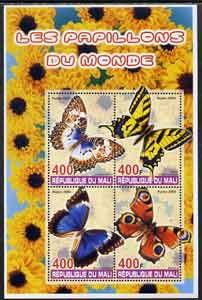 Mali 2005 Butterflies perf sheetlet containing set of 4 values unmounted mint, stamps on , stamps on  stamps on butterflies