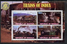 Somalia 2002 Trains of India #2 perf sheetlet containing 4 values with Rotary Logo, unmounted mint, stamps on , stamps on  stamps on railways, stamps on  stamps on rotary
