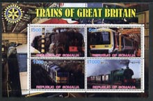 Somalia 2002 Trains of Great Britain #3 perf sheetlet containing 4 values with Rotary Logo, unmounted mint, stamps on , stamps on  stamps on railways, stamps on  stamps on rotary