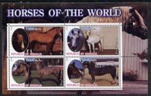 Somalia 2002 Horses of the World perf sheetlet #2 containing 4 values, unmounted mint, stamps on , stamps on  stamps on horses