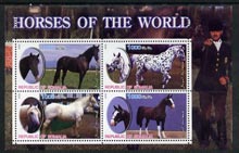 Somalia 2002 Horses of the World perf sheetlet #6 containing 4 values, unmounted mint, stamps on , stamps on  stamps on horses